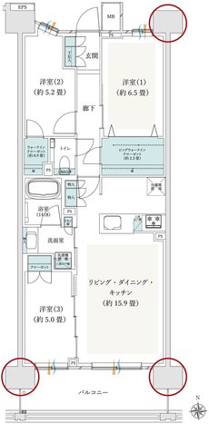 クレストプライムレジデンス 間取り S-Cタイプ［八番街］