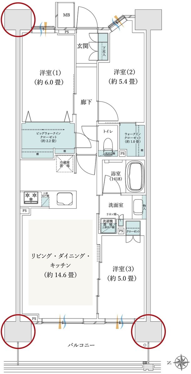 クレストプライムレジデンス 間取り A-Bタイプ［八番街］