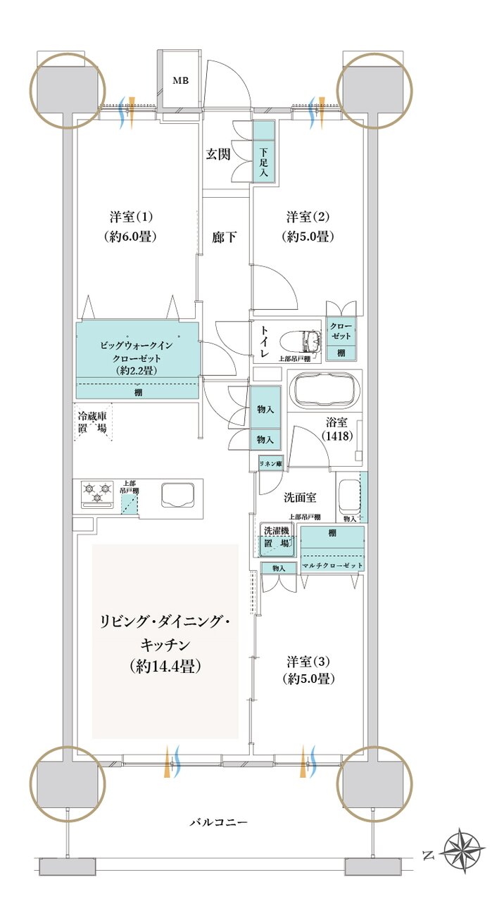 クレストプライムレジデンス 間取り P-C3タイプ［五番街 先着順］