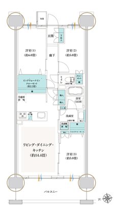 クレストプライムレジデンス 間取り P-C3タイプ［五番街 先着順］