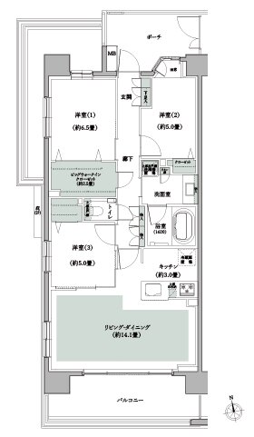 クレストプライムレジデンス 間取り SC-Aタイプ［五番街 先着順］