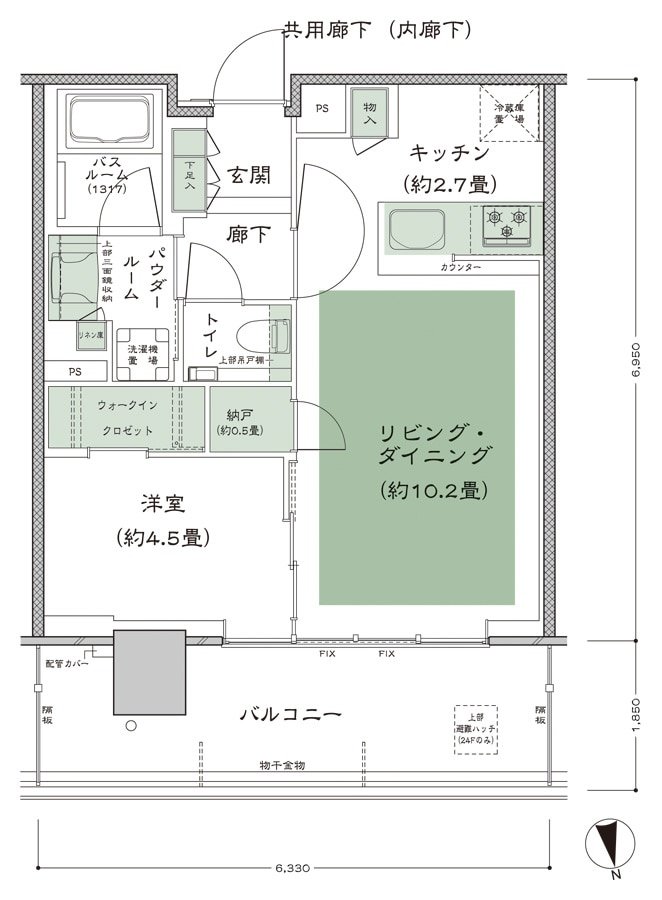シティタワーズ東京ベイ 間取り 1-45E1 type