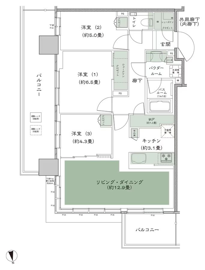 シティタワーズ東京ベイ 間取り 3-75N type