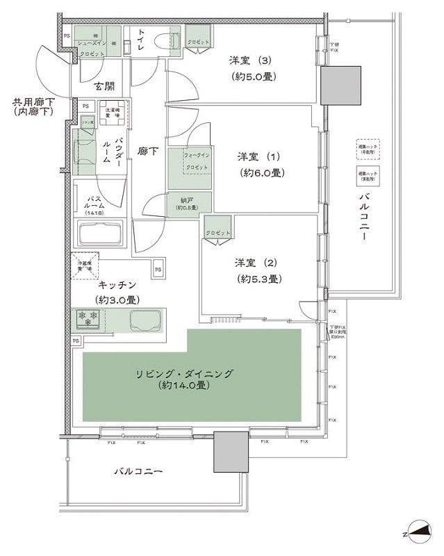 シティタワーズ東京ベイ 間取り 3-75O type