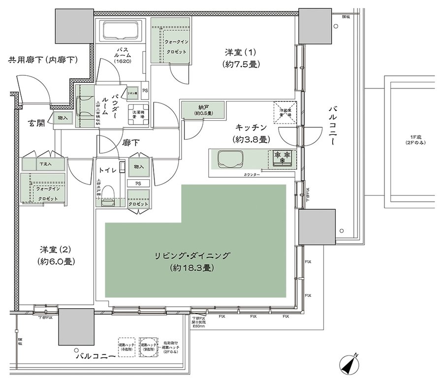 シティタワーズ東京ベイ 間取り 2-80T3'-3 type