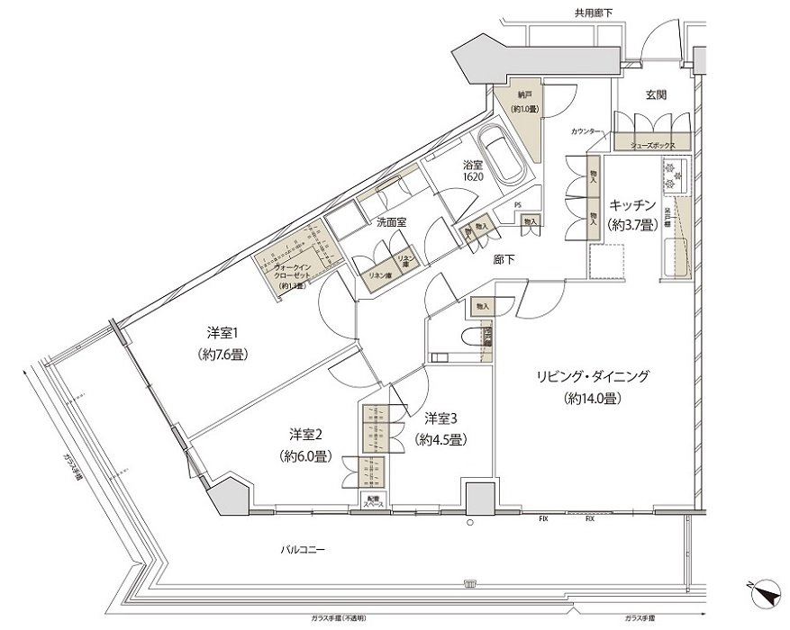 ザ・パークハウス 福岡タワーズ 間取り 90-eBタイプ