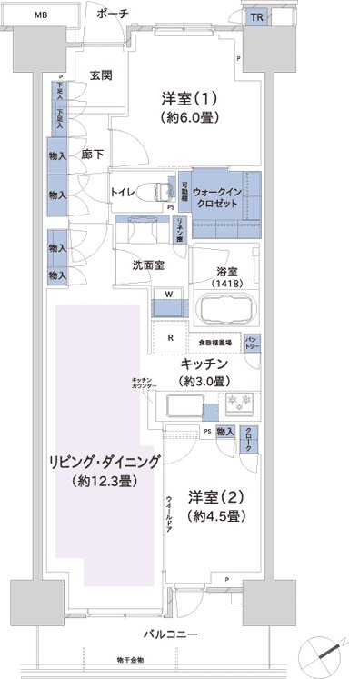 パークホームズ横濱星川 間取り W-Kタイプ