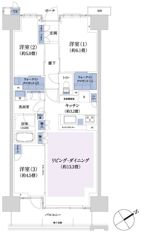 パークホームズ横濱星川 間取り E-Cタイプ