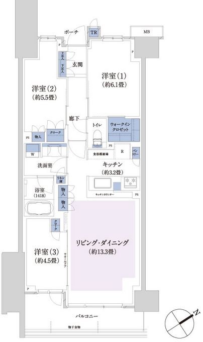 パークホームズ横濱星川 間取り E-Dタイプ