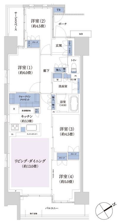パークホームズ横濱星川 間取り E-Aタイプ