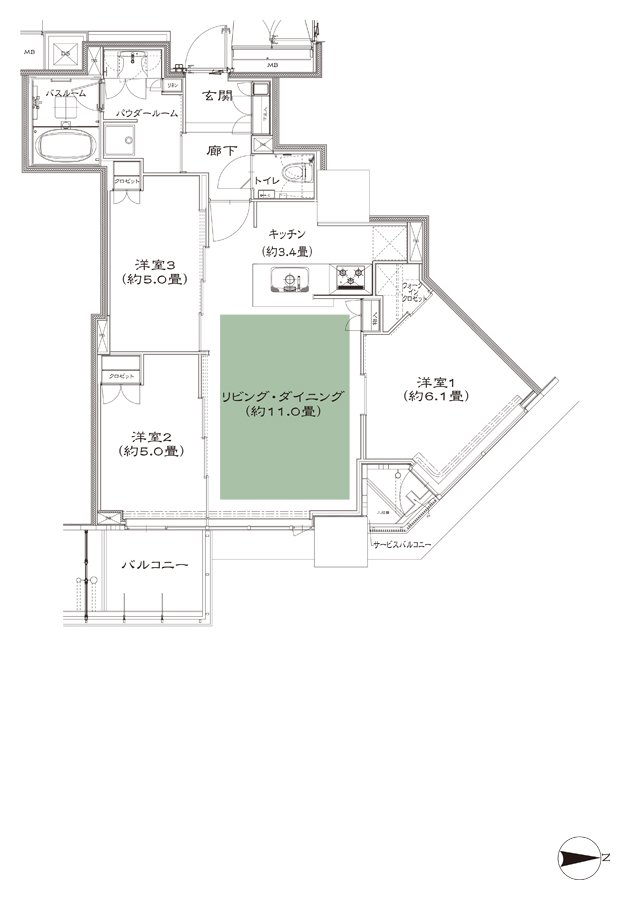 ベイサイドタワー晴海 間取り D' type