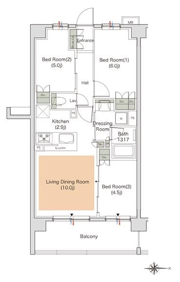レーベン鶴瀬Grandrex 間取り Qタイプ