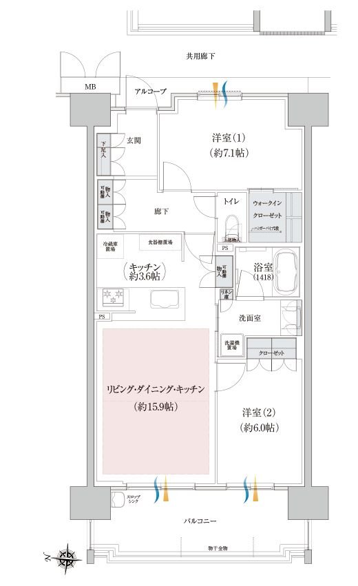 アルバックス グランセントラル 間取り Bタイプ