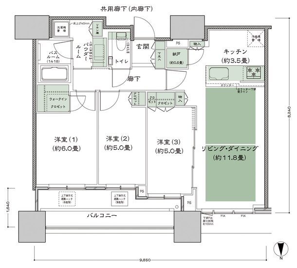 シティタワー大阪本町 間取り N-70D-標準プラン type