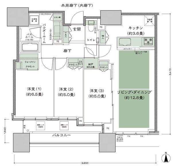 シティタワー大阪本町 間取り S-75E-標準プラン type