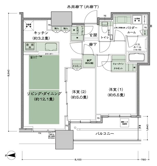 シティタワー大阪本町 間取り W-60D-標準プラン type