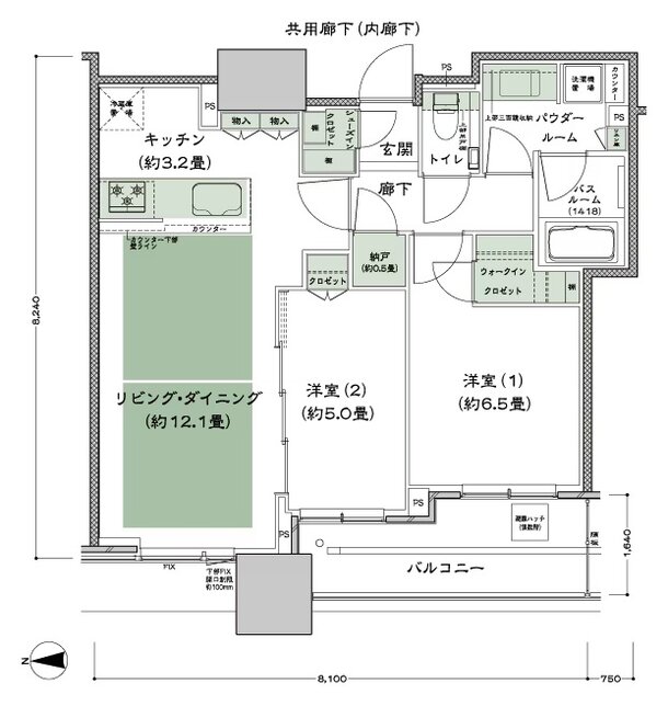 シティタワー大阪本町 間取り W-60D-標準プラン type