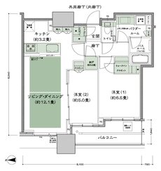 シティタワー大阪本町 間取り W-60D-標準プラン type