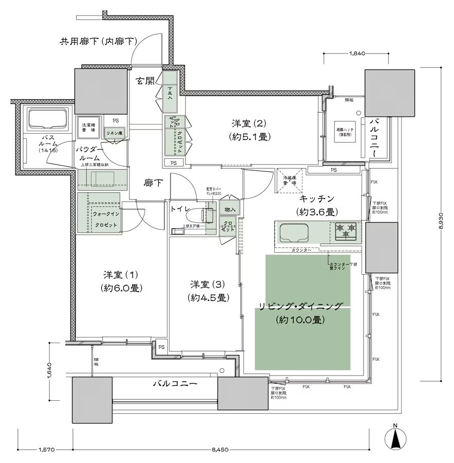 シティタワー大阪本町 間取り SE-65B2-標準プラン type