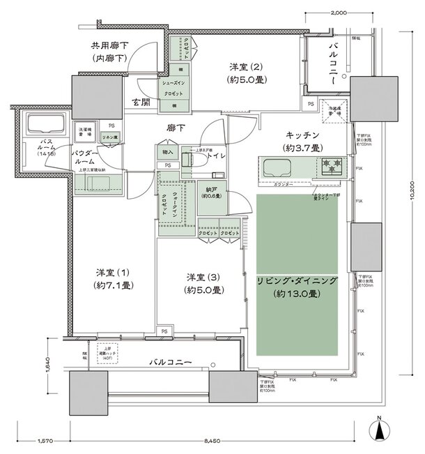 シティタワー大阪本町 間取り SE-75C-標準プラン type