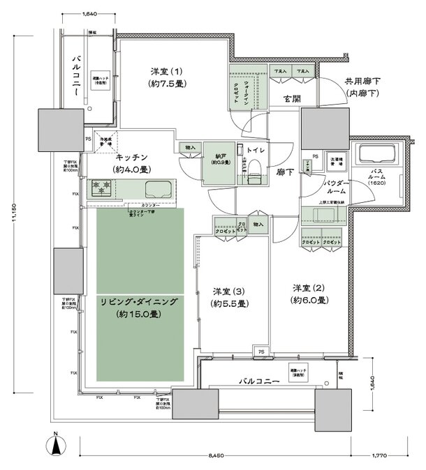 シティタワー大阪本町 間取り SW-85B-標準プラン type
