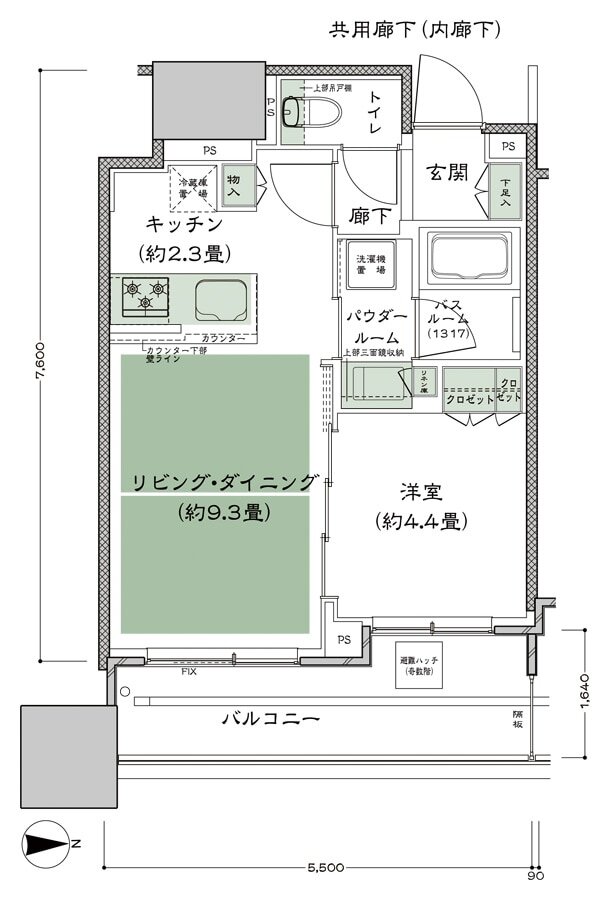 シティタワー大阪本町 間取り E-40F-標準プラン type