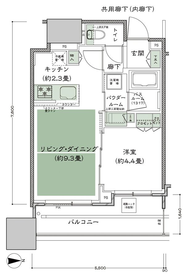 シティタワー大阪本町 間取り E-40F-標準プラン type