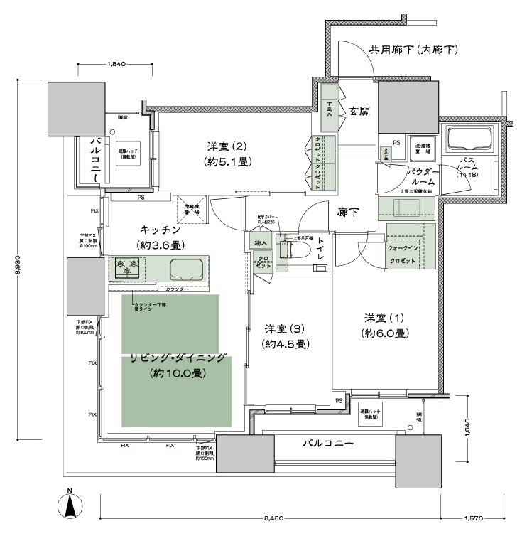 シティタワー大阪本町 間取り SW-65B1-標準プラン type