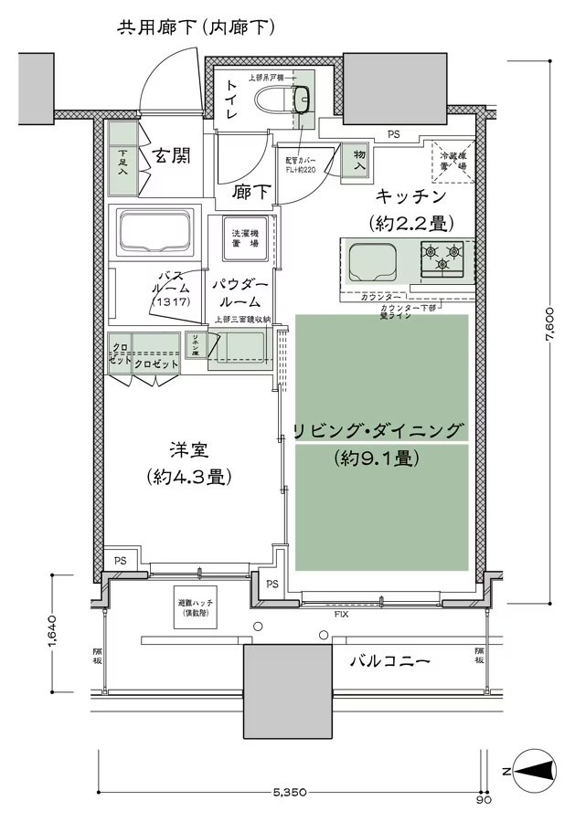 シティタワー大阪本町 間取り W-35A1-標準プラン type