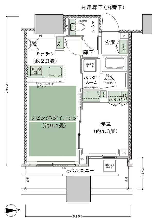 シティタワー大阪本町 間取り E-35A2-標準プラン type