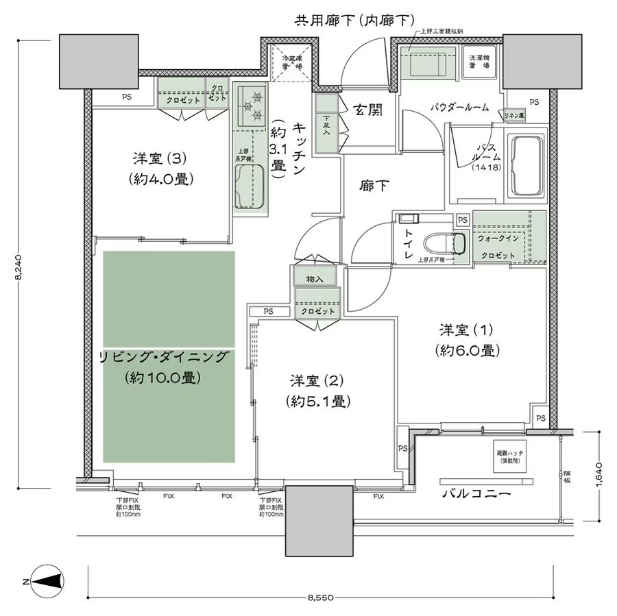 シティタワー大阪本町 間取り W-65G-標準プラン type