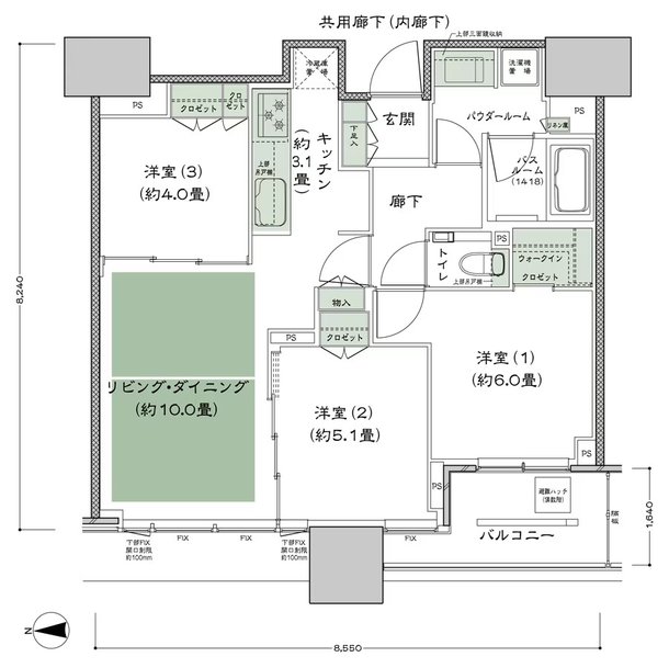 シティタワー大阪本町 間取り W-65G-標準プラン type