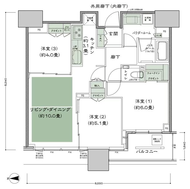 シティタワー大阪本町 間取り W-65G-標準プラン type