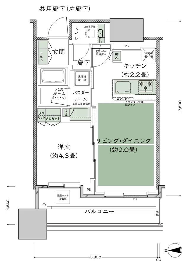 シティタワー大阪本町 間取り W-40A1-標準プラン type