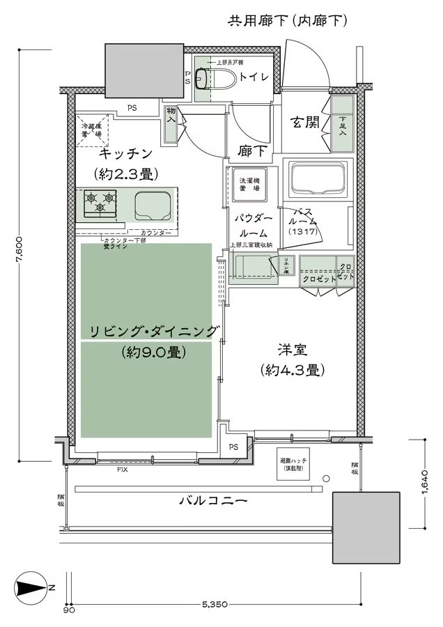シティタワー大阪本町 間取り E-40A2-標準プラン type