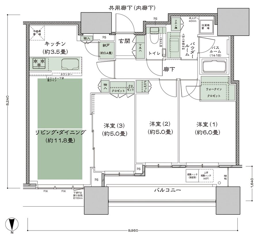 シティタワー大阪本町 間取り N-70E-標準プラン type