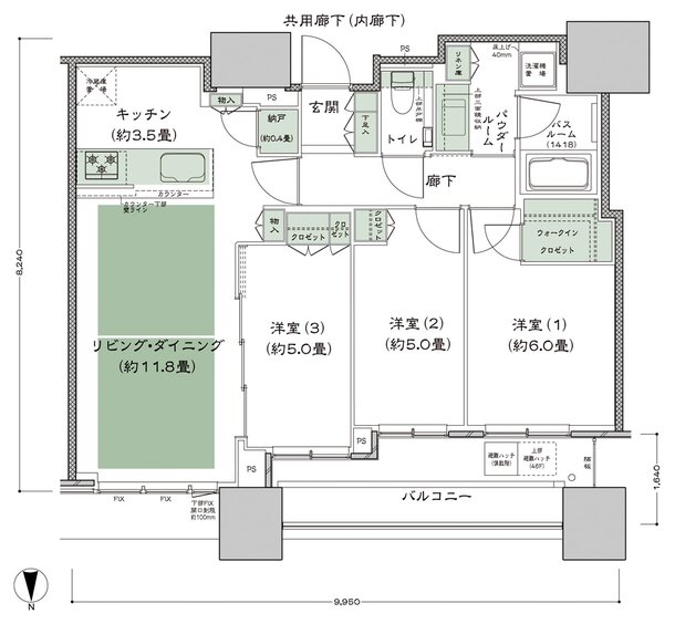 シティタワー大阪本町 間取り N-70E-標準プラン type