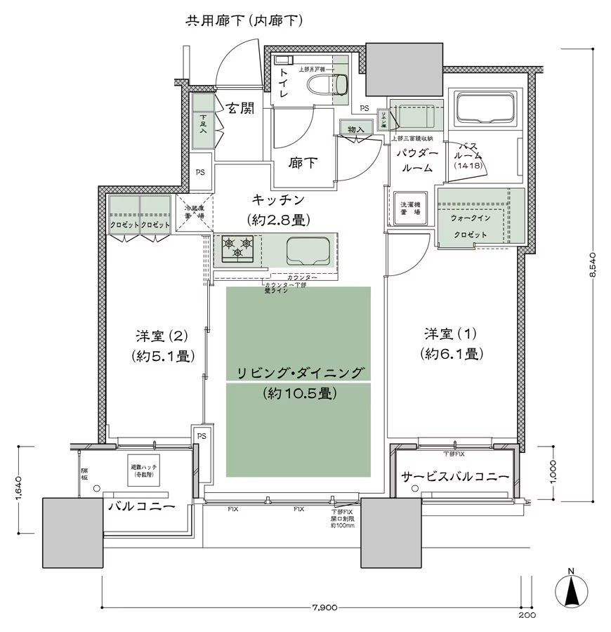 シティタワー大阪本町 間取り S-55D-標準プラン type