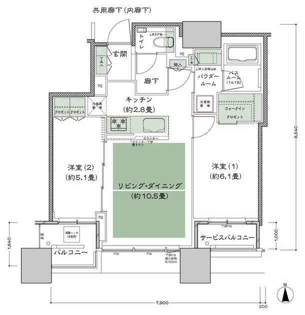 シティタワー大阪本町 間取り S-55D-標準プラン type