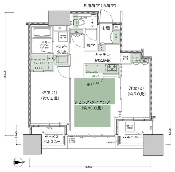 シティタワー大阪本町 間取り E-55G-標準プラン type