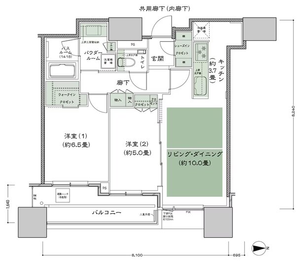 シティタワー大阪本町 間取り E-60B-標準プラン type
