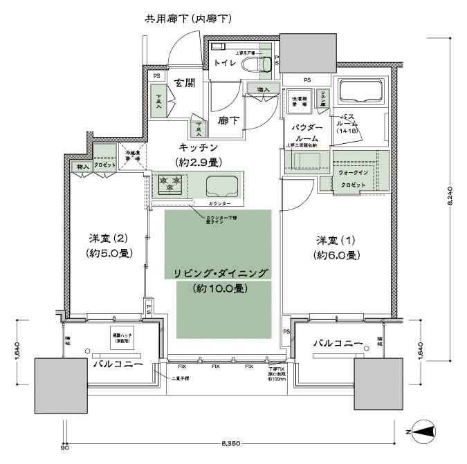 シティタワー大阪本町 間取り W-55A-標準プラン type