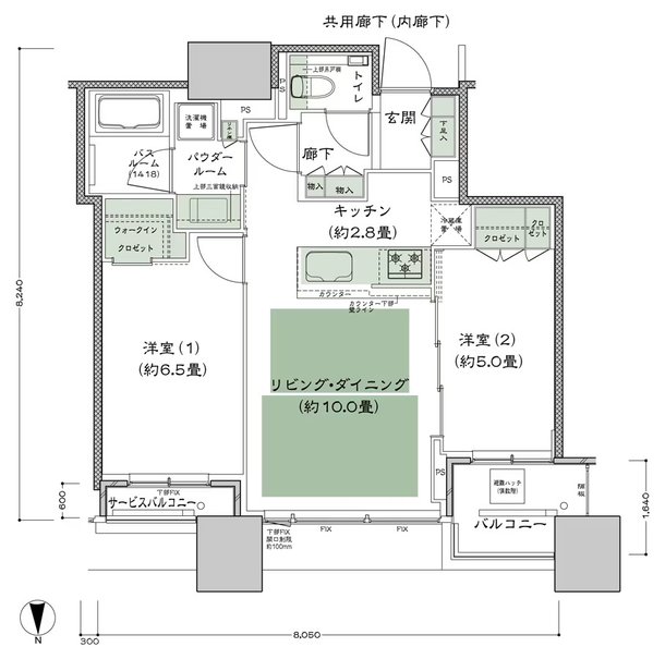 シティタワー大阪本町 間取り N-55K-標準プラン type