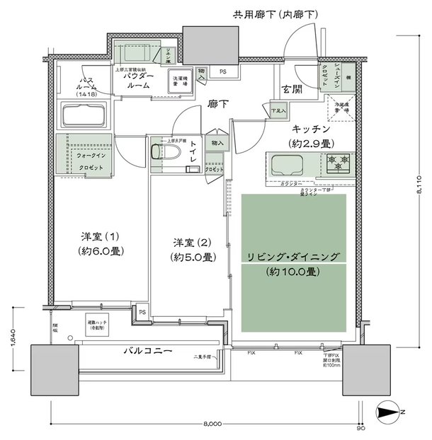 シティタワー大阪本町 間取り E-55F-標準プラン type