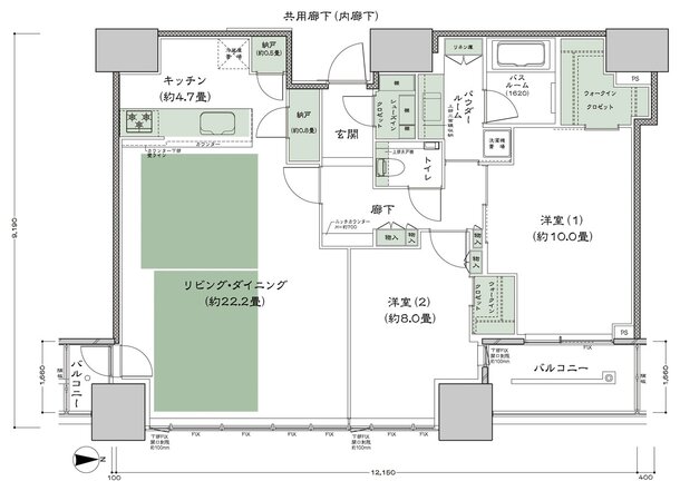 シティタワー大阪本町 間取り E-100TC-LD拡大プラン type