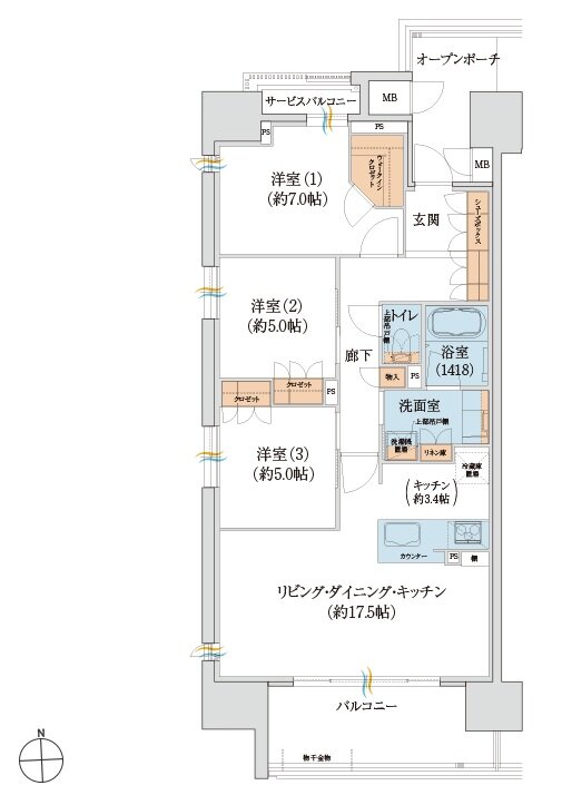 サンメゾン豊川稲荷サウス 間取り A type