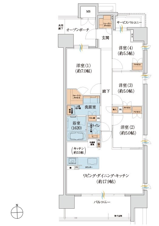 サンメゾン豊川稲荷サウス 間取り E type