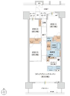 サンメゾン豊川稲荷サウス 間取り C type