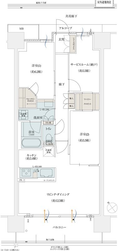 シエリア堺東大小路 間取り B1 type MENU PLAN 3