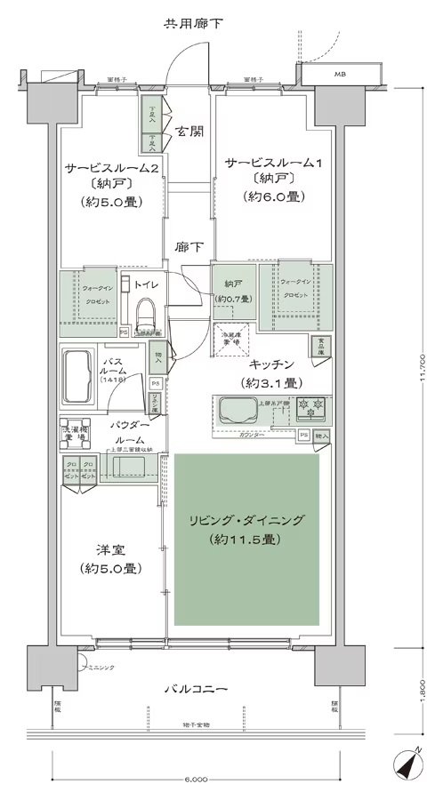 シティテラス横浜 間取り N-B6a_標準 type